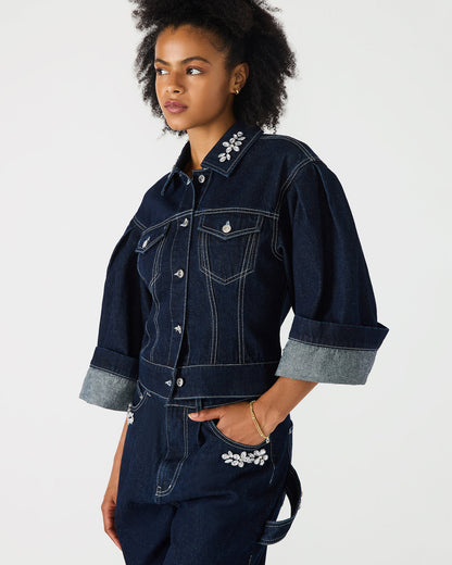 DOROTHY Bijou Blue Button-Up Denim Embellished Women's Jacket | Steve Madden Customer Favorite