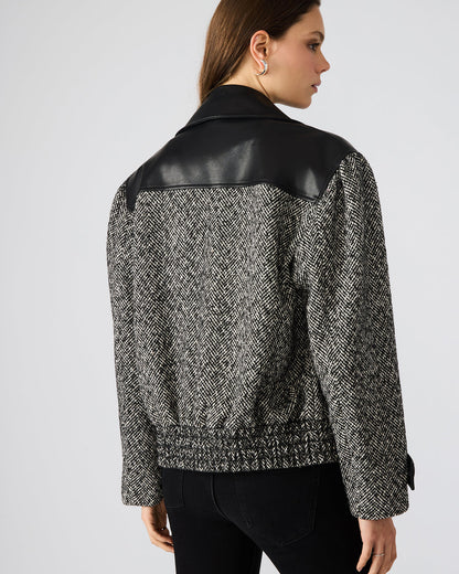 MERCEDES Black Multi Long-Sleeved Button-Up Faux Leather Women's Coat | Steve Madden Quality