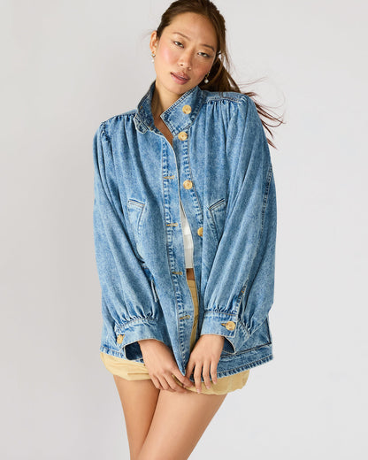 MARCELINE Denim Forever Blue Button-Up Long-Sleeved Women's Jacket | Steve Madden Signature