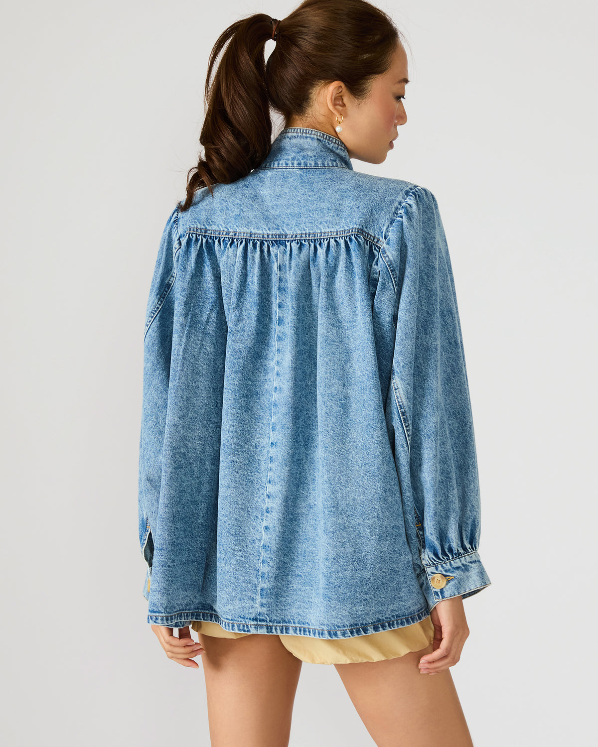 MARCELINE Denim Forever Blue Button-Up Long-Sleeved Women's Jacket | Steve Madden Signature