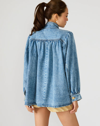 MARCELINE Denim Forever Blue Button-Up Long-Sleeved Women's Jacket | Steve Madden Signature