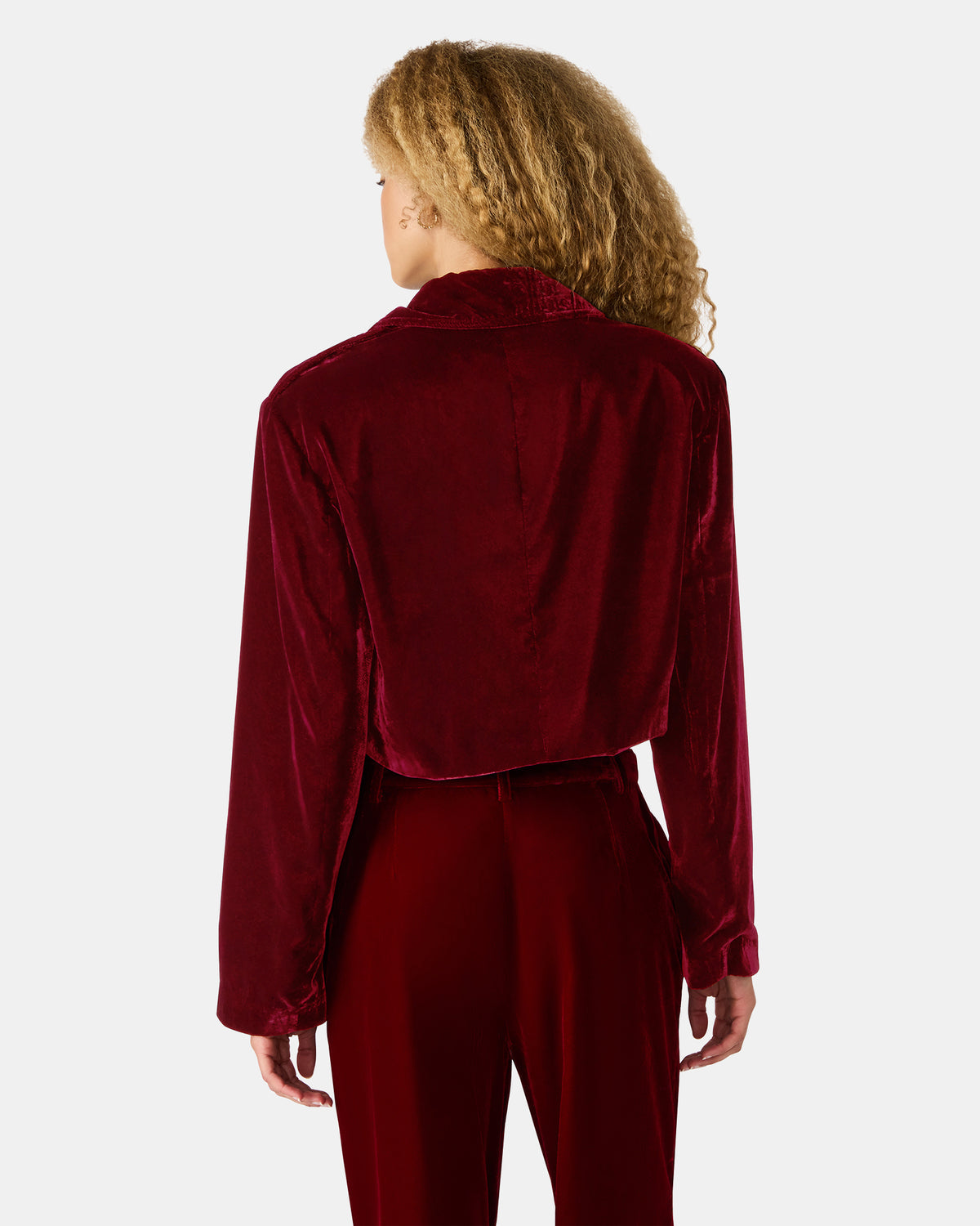 TONIA Red Velvet Button-Up Long-Sleeved Women's Blazer Jacket | Steve Madden Trending