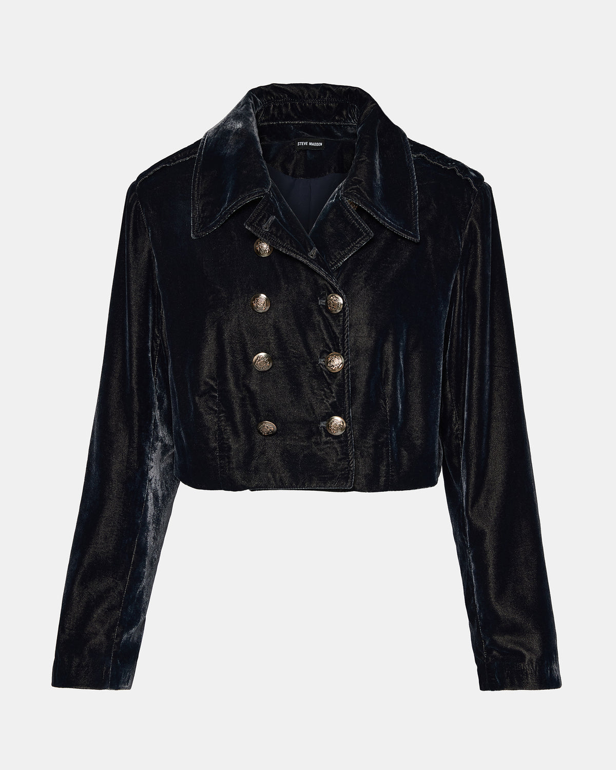 TONIA Indigo Haze Velvet Button-Up Long-Sleeved Women's Blazer Jacket | Steve Madden Exclusive