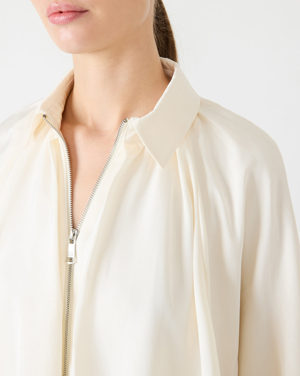 ASPEN Cream Long-Sleeved Zip-Up Puffed Bomber Women's Jacket | Steve Madden Discount