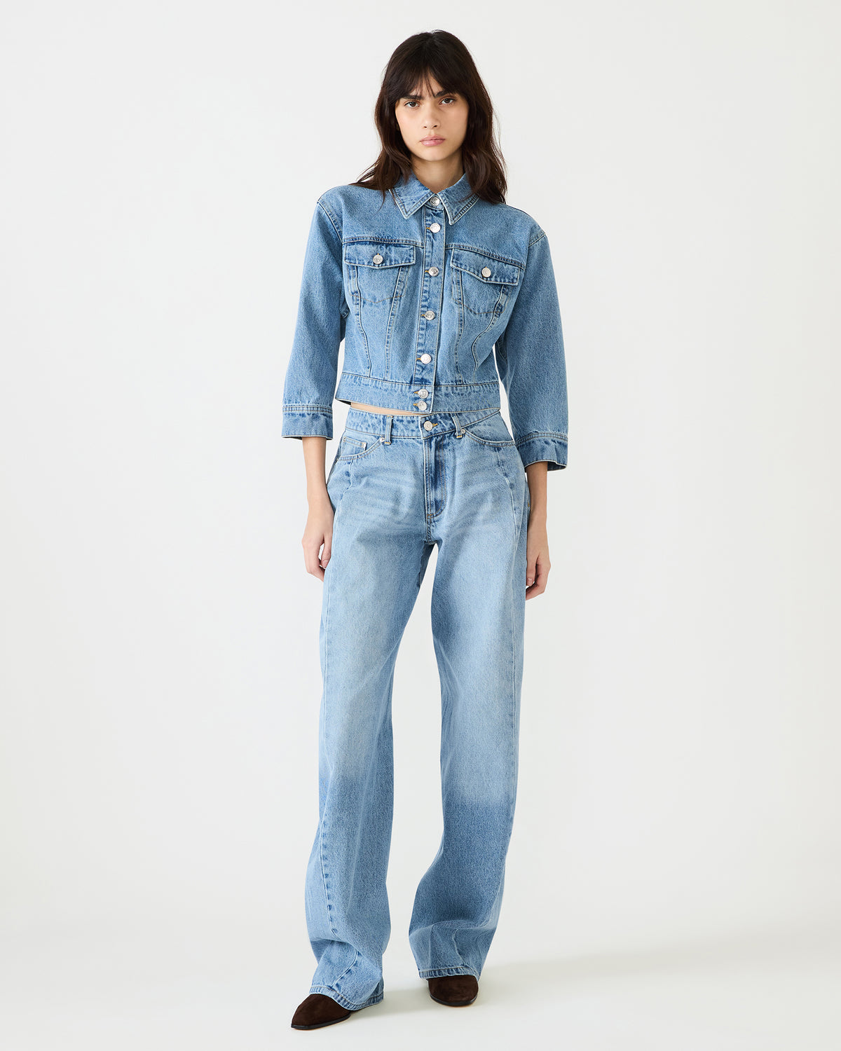 RALEIGH Forever Blue Long-Sleeved Button-Up Denim Women's Jacket | Steve Madden Top Pick