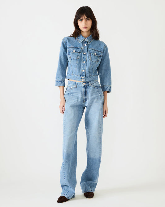 RALEIGH Forever Blue Long-Sleeved Button-Up Denim Women's Jacket | Steve Madden Top Pick