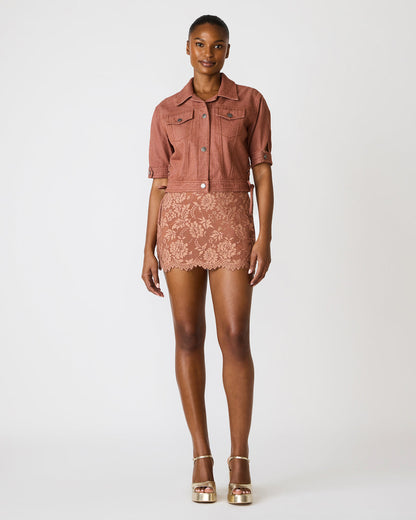 BLU Rust Short-Sleeved Denim Button-Up Women's Jacket | Steve Madden Discount