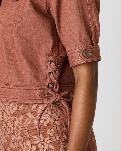 BLU Rust Short-Sleeved Denim Button-Up Women's Jacket | Steve Madden Discount