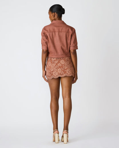 BLU Rust Short-Sleeved Denim Button-Up Women's Jacket | Steve Madden Discount