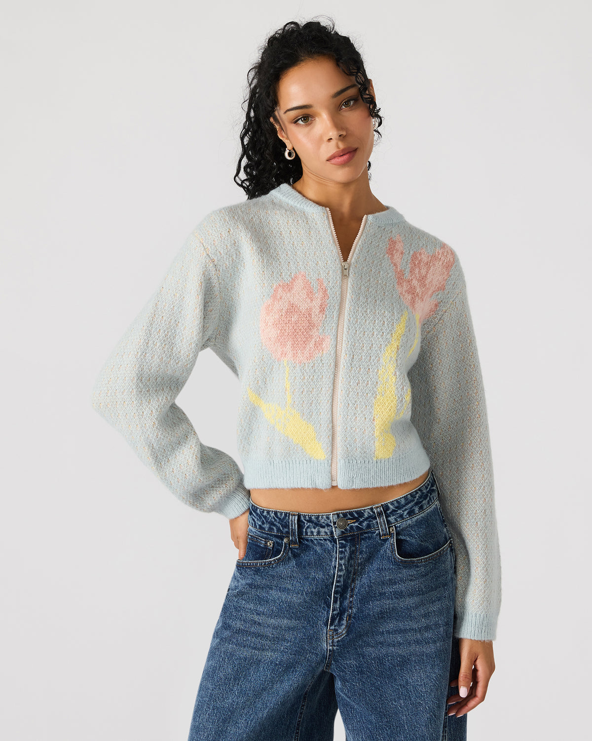 JENA Multi Long-Sleeved Zip-Up Women's Sweater Jacket | Steve Madden Customer Favorite