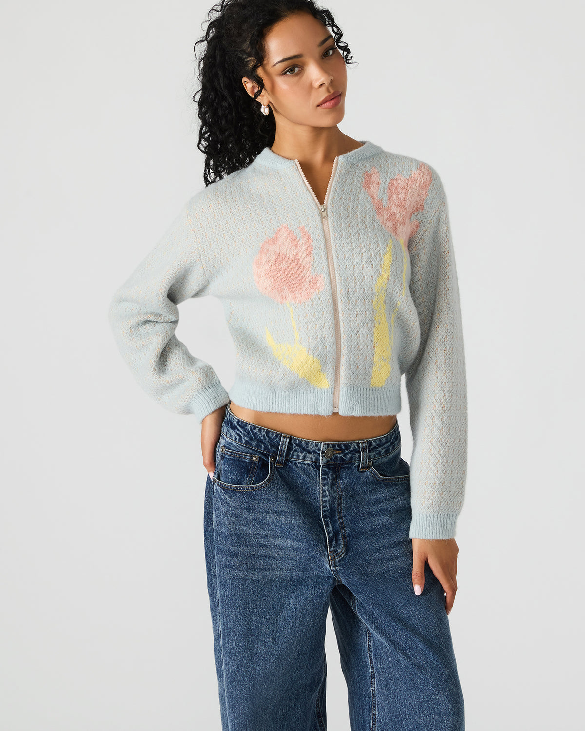 JENA Multi Long-Sleeved Zip-Up Women's Sweater Jacket | Steve Madden Customer Favorite