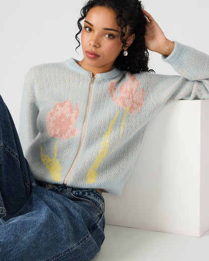 JENA Multi Long-Sleeved Zip-Up Women's Sweater Jacket | Steve Madden Customer Favorite