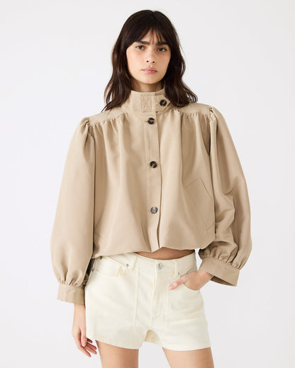 DEEDEE Tan Long-Sleeved Button-Up Collared Women's Jacket | Steve Madden Recommended