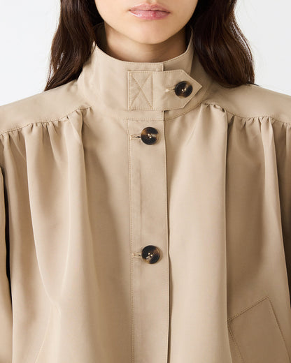 DEEDEE Tan Long-Sleeved Button-Up Collared Women's Jacket | Steve Madden Recommended