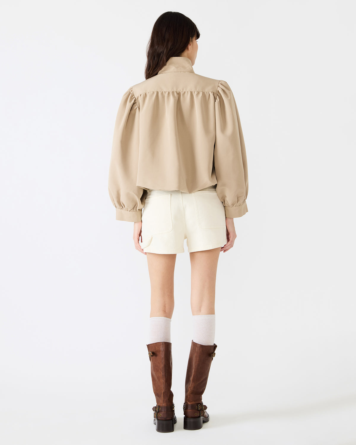 DEEDEE Tan Long-Sleeved Button-Up Collared Women's Jacket | Steve Madden Recommended