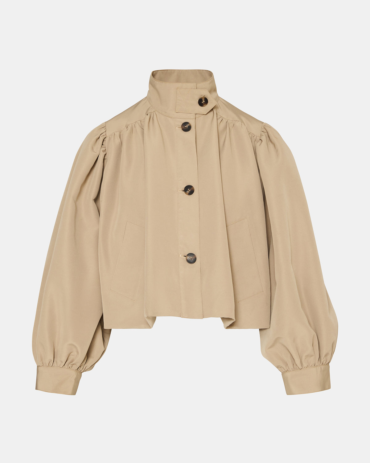 DEEDEE Tan Long-Sleeved Button-Up Collared Women's Jacket | Steve Madden Recommended