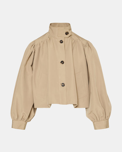 DEEDEE Tan Long-Sleeved Button-Up Collared Women's Jacket | Steve Madden Recommended