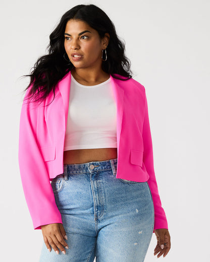 SERENEA Hot Pink Women's Long-Sleeved Open-Front Blazer | Steve Madden Smart Buy