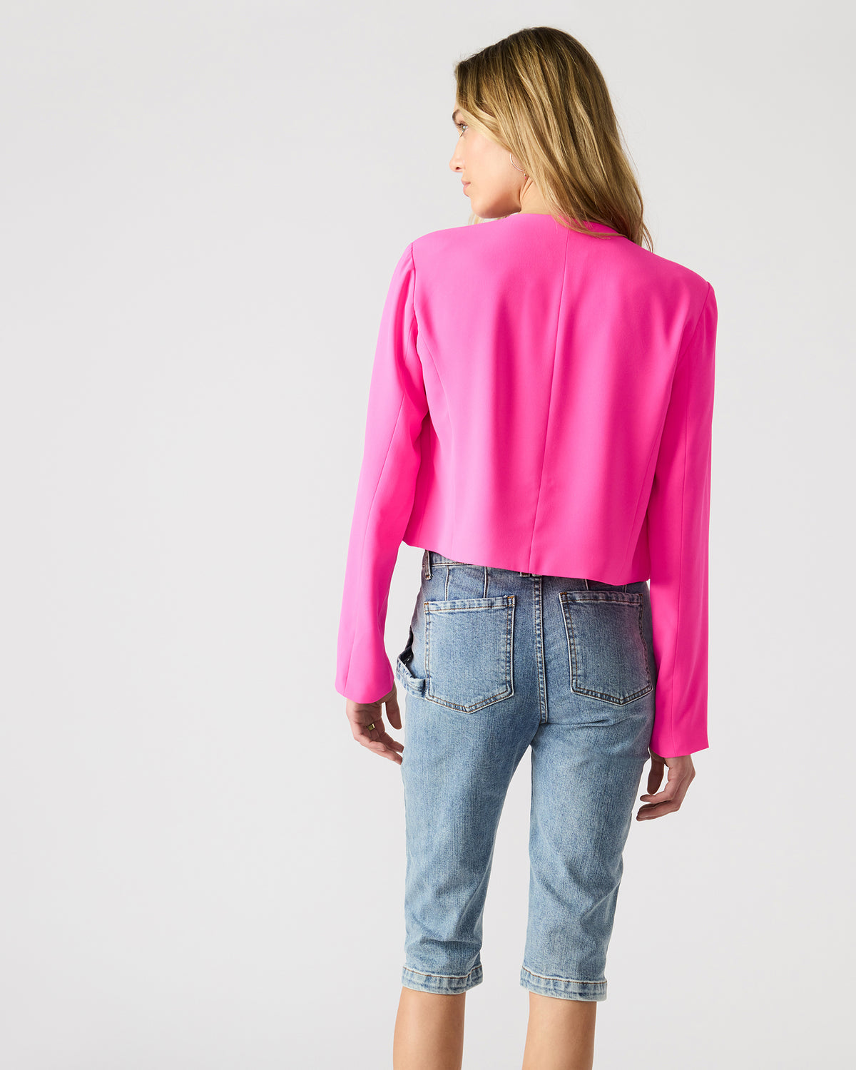 SERENEA Hot Pink Women's Long-Sleeved Open-Front Blazer | Steve Madden Smart Buy