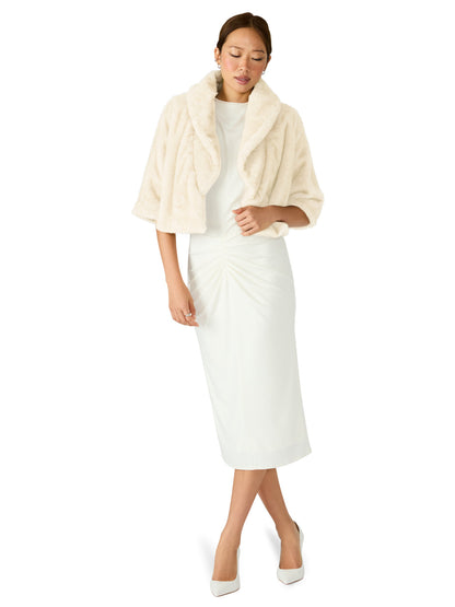 HESTIA Cream Faux Fur Cropped Collared Neckline Women's Coat | Steve Madden Deals