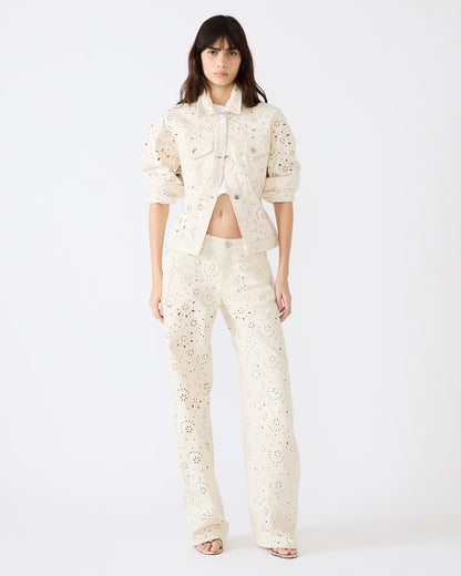 HENRIETTA Sea Mist Long-Sleeved Button-Up Eyelet Women's Jacket | Steve Madden Best Seller