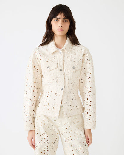 HENRIETTA Sea Mist Long-Sleeved Button-Up Eyelet Women's Jacket | Steve Madden Best Seller