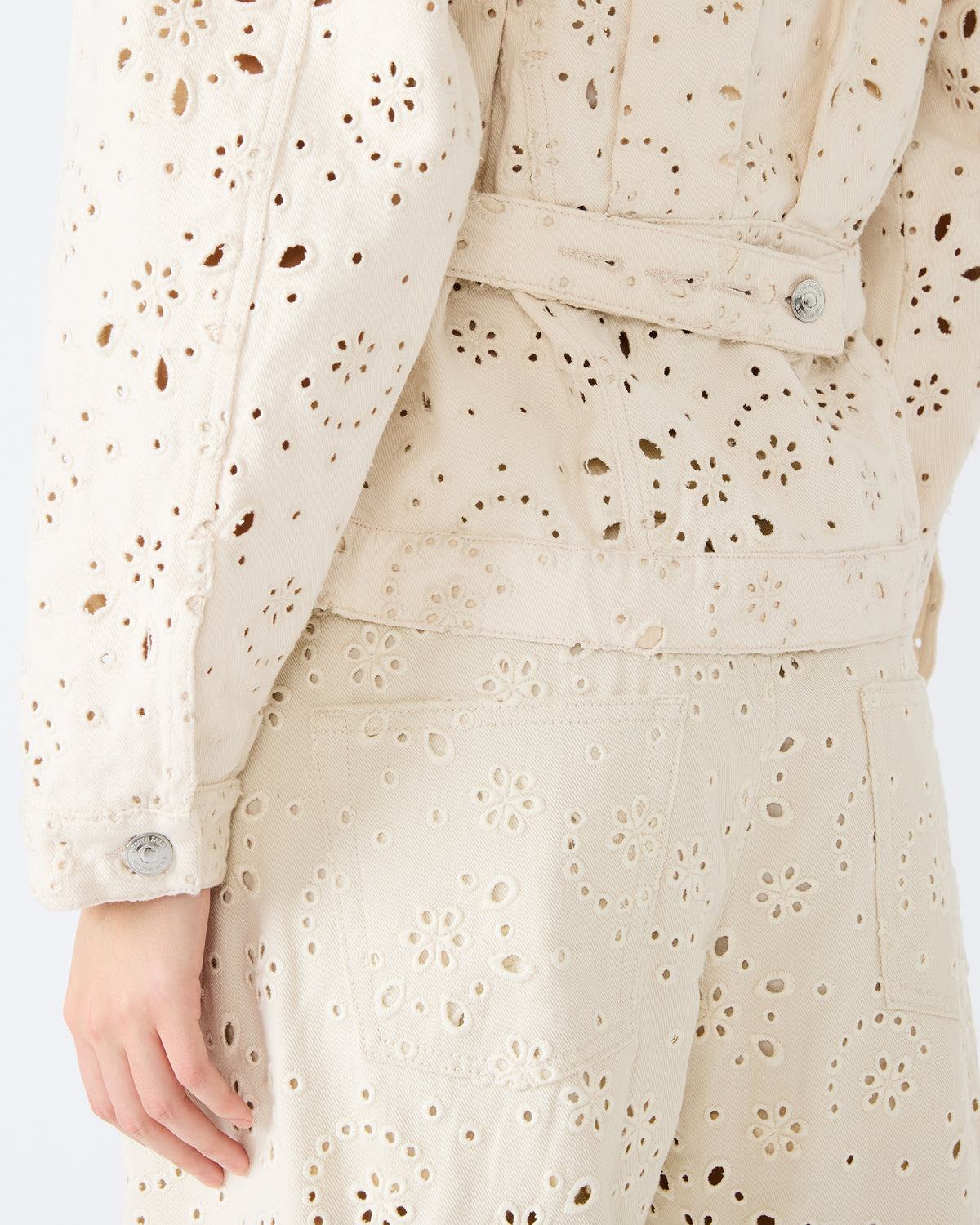HENRIETTA Sea Mist Long-Sleeved Button-Up Eyelet Women's Jacket | Steve Madden Best Seller