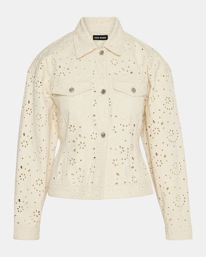 HENRIETTA Sea Mist Long-Sleeved Button-Up Eyelet Women's Jacket | Steve Madden Best Seller