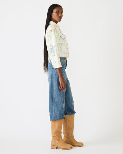RALEIGH Vintage Ivory Long-Sleeved Button-Up Denim Women's Jacket | Steve Madden Recommended
