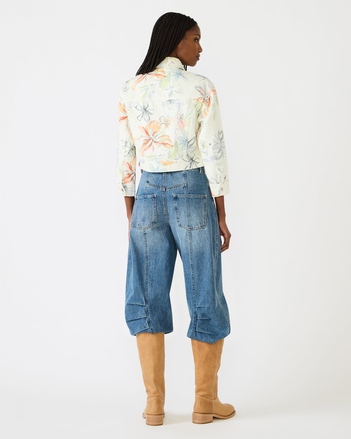 RALEIGH Vintage Ivory Long-Sleeved Button-Up Denim Women's Jacket | Steve Madden Recommended