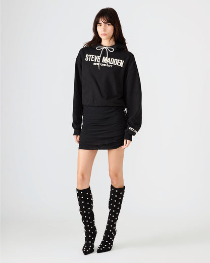 SM Black Logo Long-Sleeved Women's Hoodie | Steve Madden Featured