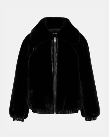 ZEPHRINE Jacket Black | Women's Long-Sleeved Furry Jacket | Steve Madden Best Price