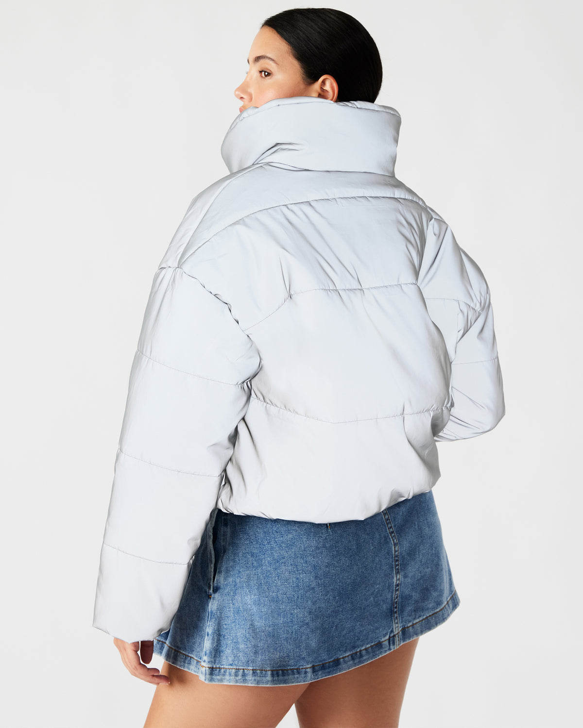 POLAR Jacket Silver | Women's Reflective Nylon Puffer Jacket | Steve Madden Value