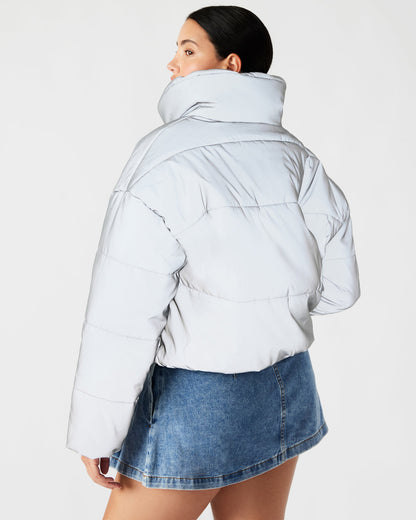 POLAR Jacket Silver | Women's Reflective Nylon Puffer Jacket | Steve Madden Value