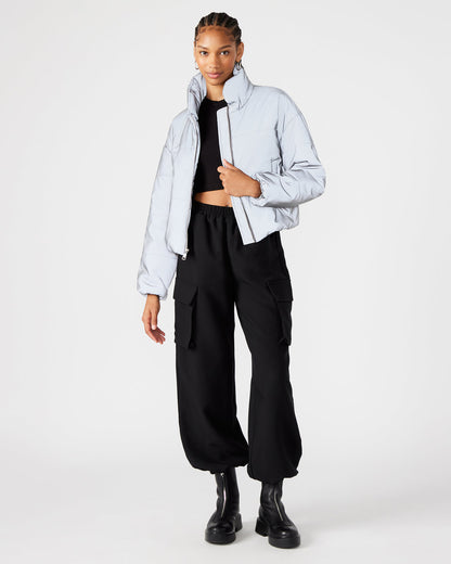 POLAR Jacket Silver | Women's Reflective Nylon Puffer Jacket | Steve Madden Value