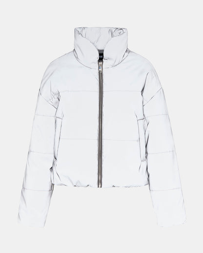 POLAR Jacket Silver | Women's Reflective Nylon Puffer Jacket | Steve Madden Value