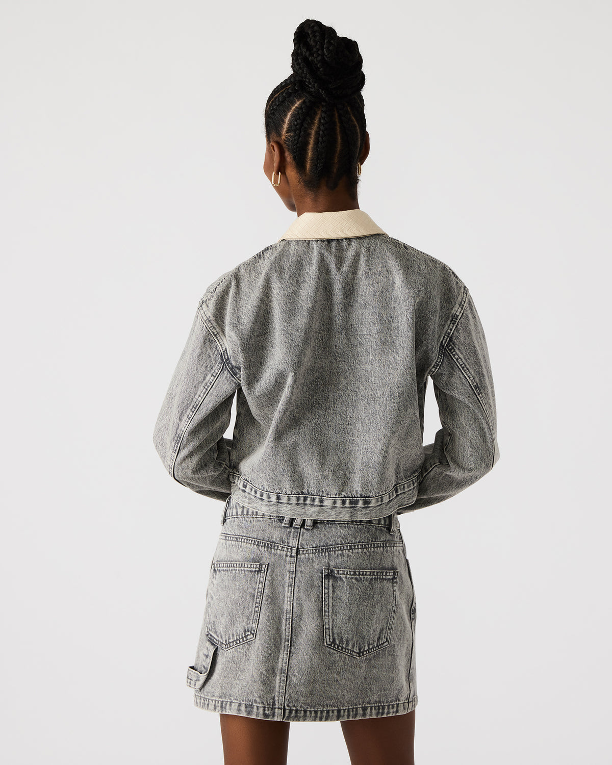 GLACIA Light Grey Women's Long-Sleeved Denim Jacket | Steve Madden Premium