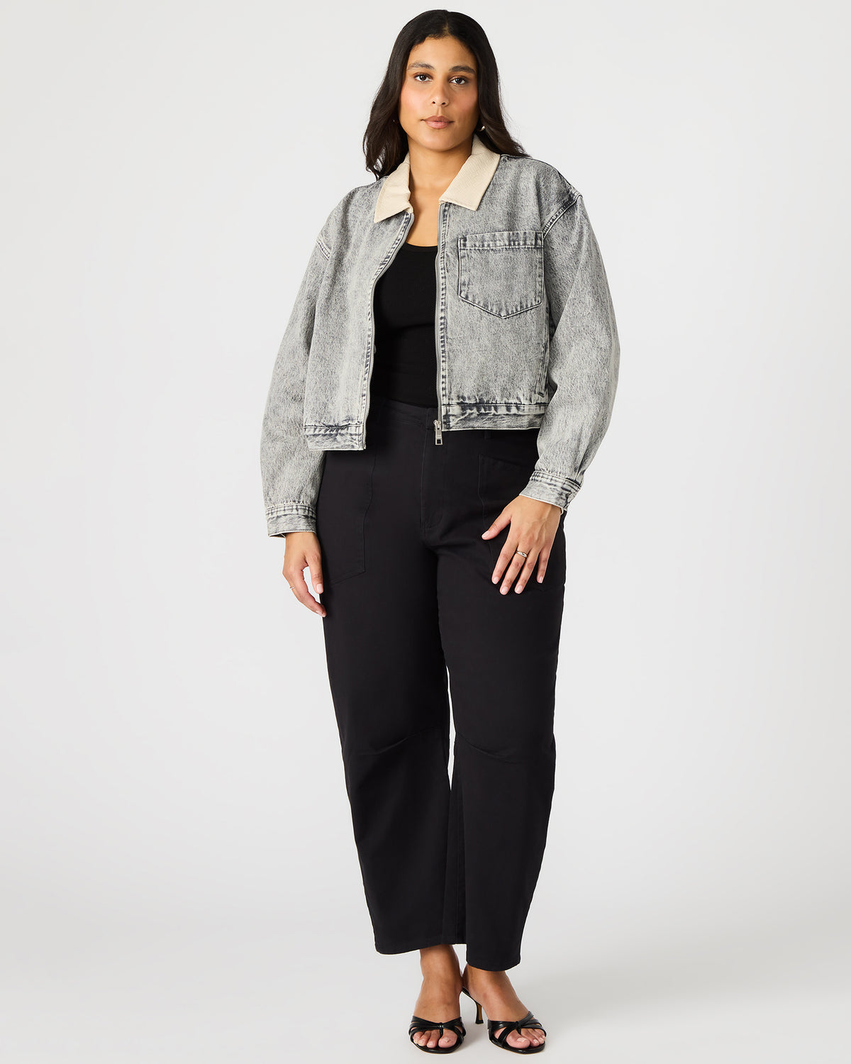 GLACIA Light Grey Women's Long-Sleeved Denim Jacket | Steve Madden Premium