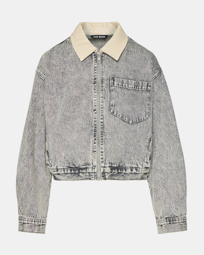 GLACIA Light Grey Women's Long-Sleeved Denim Jacket | Steve Madden Premium