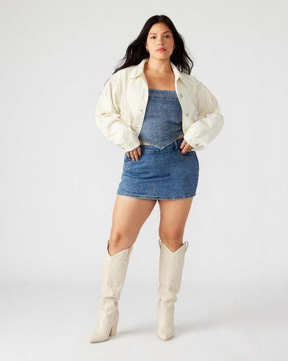 CANYON Denim Jacket Cream | Women's Rhinestone Fringe Jacket | Steve Madden Best Seller