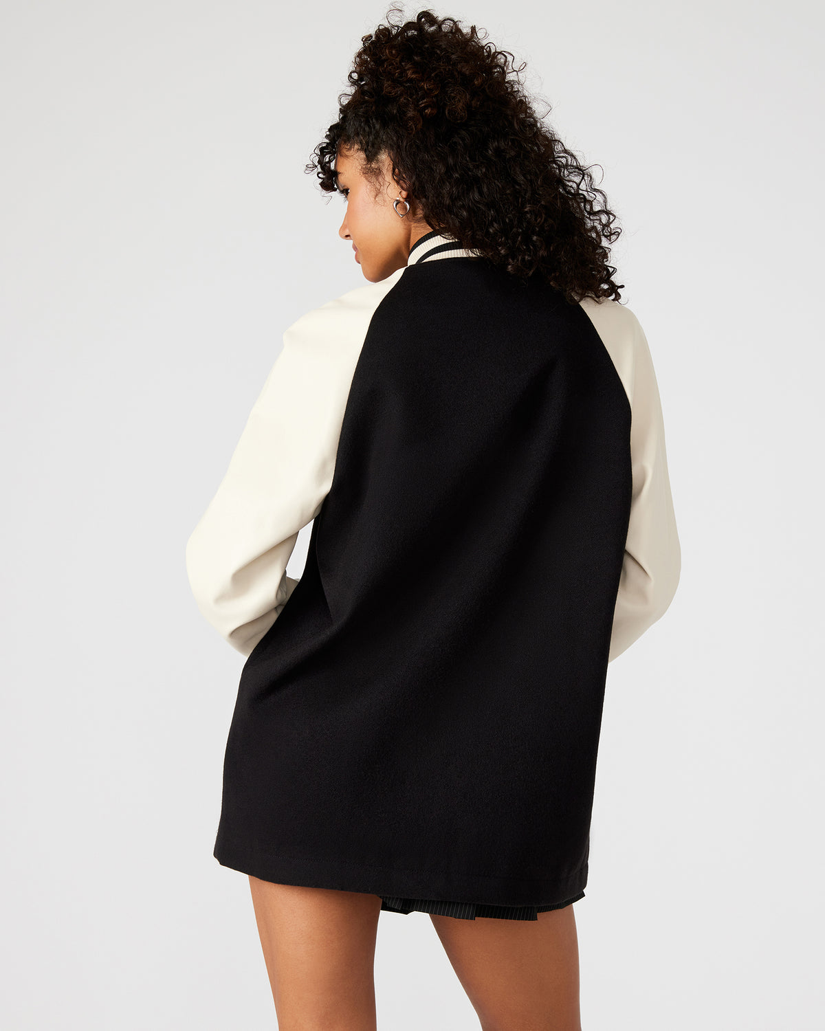 SKYLIE Jacket Black | Women's Varsity Bomber Jacket | Steve Madden Special Offer