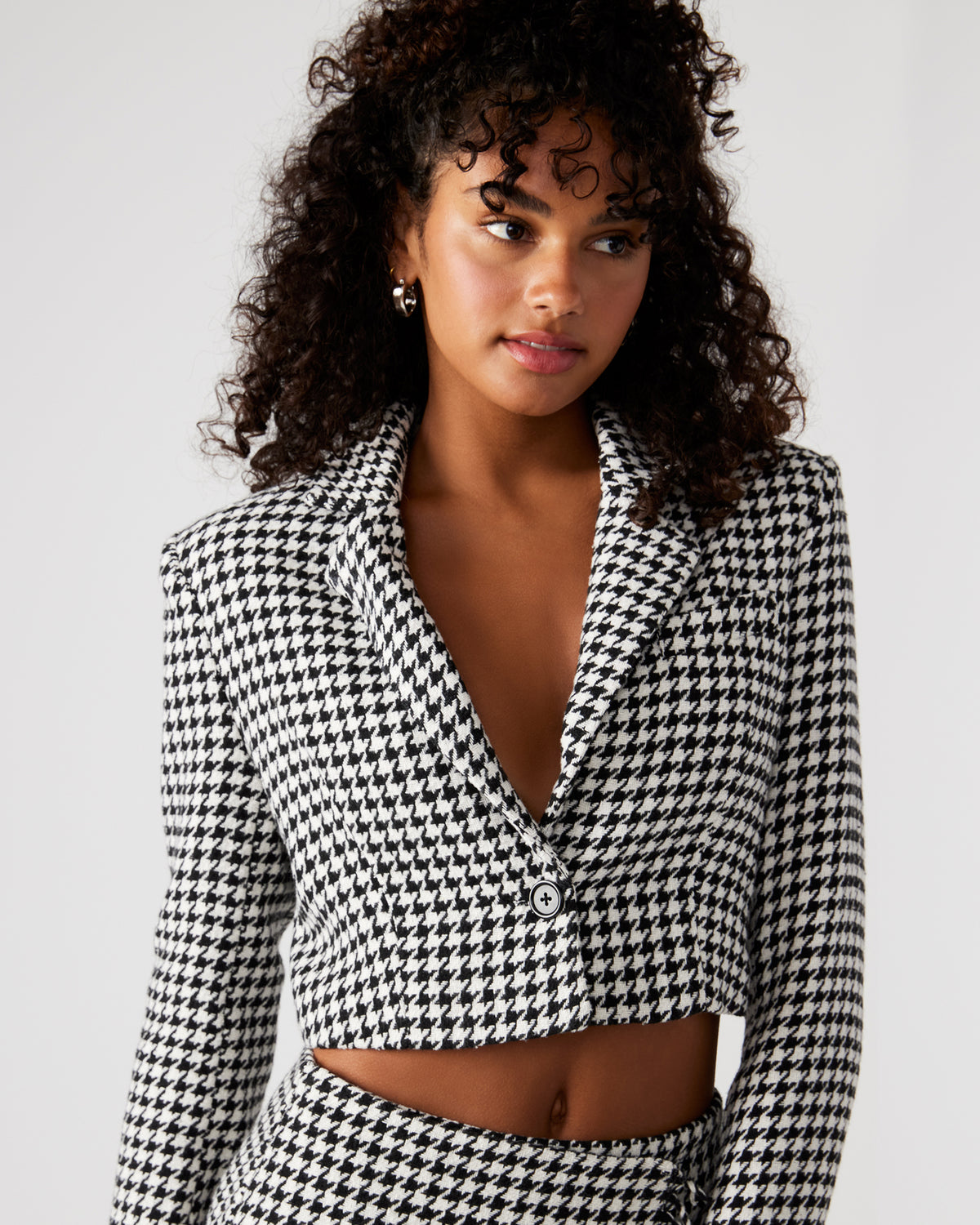 RUPI Blazer Black/White | Women's Cropped Tweed Blazer | Steve Madden Customer Favorite