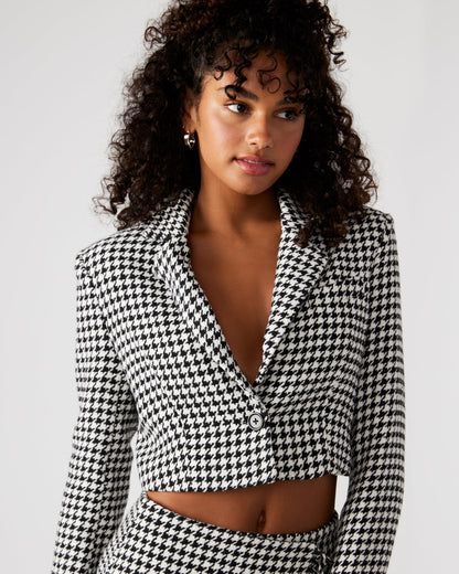 RUPI Blazer Black/White | Women's Cropped Tweed Blazer | Steve Madden Customer Favorite