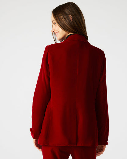 MERENE Blazer Red | Women's Long-Sleeved Button-Up Velvet Blazer | Steve Madden Value