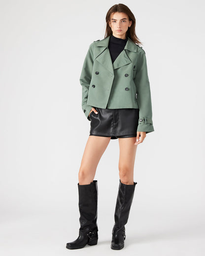 SIRUS Light Green Women's Cropped Denim Trench Coat | Steve Madden Featured