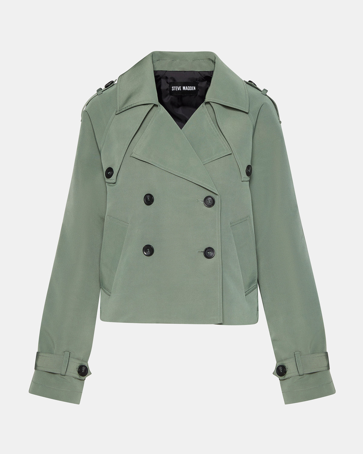 SIRUS Light Green Women's Cropped Denim Trench Coat | Steve Madden Featured