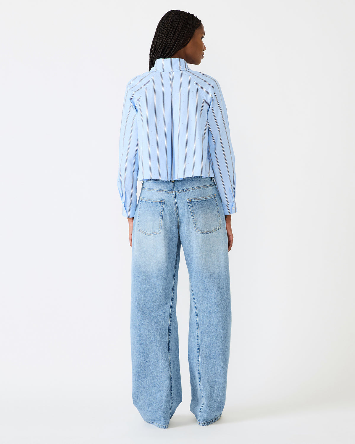 TESS Estate Blue Long-Sleeved Button-Up Women's Top | Steve Madden Premium