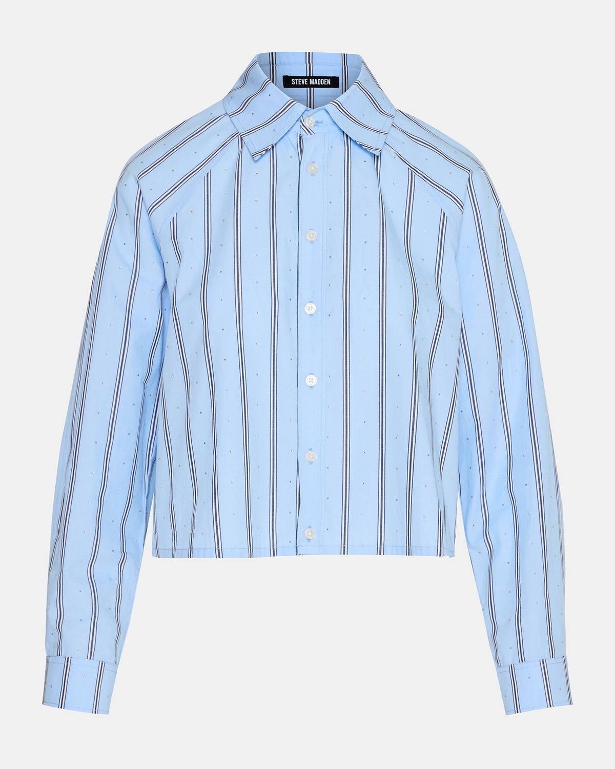 TESS Estate Blue Long-Sleeved Button-Up Women's Top | Steve Madden Premium