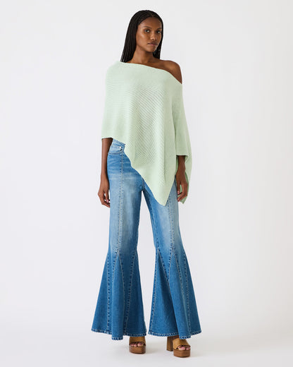 CHANNING Bay Green Asymmetrical Knit Poncho Women's Top | Steve Madden Special Offer