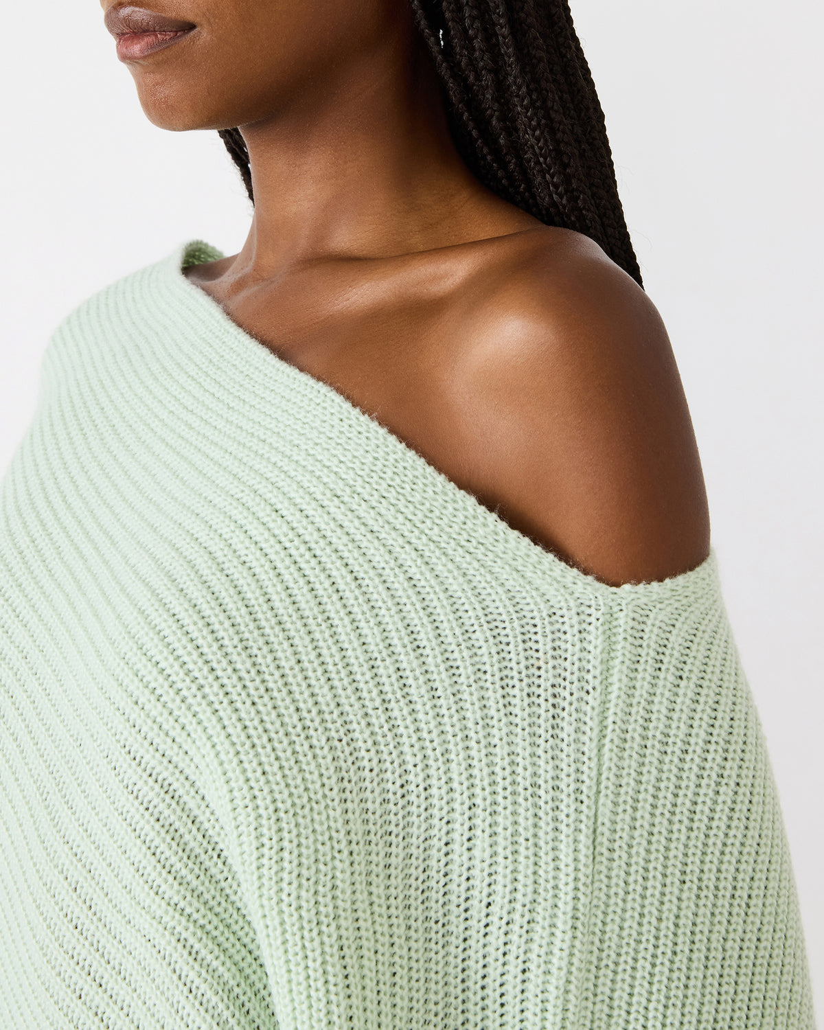 CHANNING Bay Green Asymmetrical Knit Poncho Women's Top | Steve Madden Special Offer